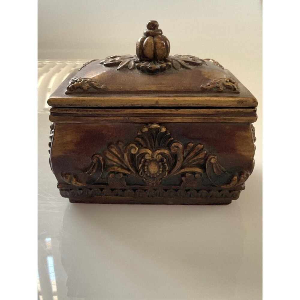 Vintage Hollywood Regency Jewelry Box, Ornate Casket Circa 1970s